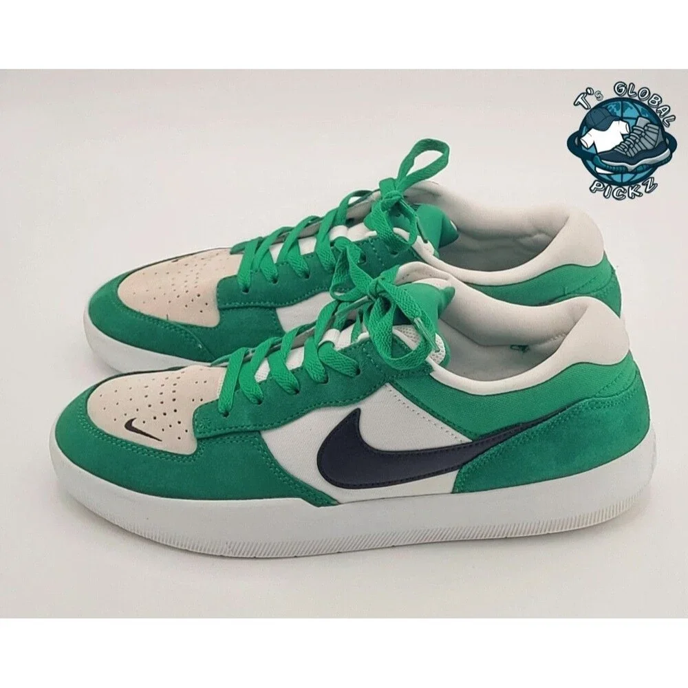 Nike Force 58 SB Low Top Lace-Up Suede Sneakers White/Green/Black Mens Size 10